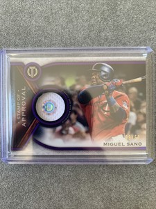 2021 Topps Tribute Miguel Sano Stamp of Approval Relic Purple #09/50 Twins