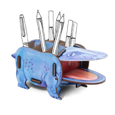 WERKHAUS DESIGN+PRODUKTION GMBH Stiftebox Stenokranio Boldi aus Holz | Geschenkidee | Dinosaurier | WERKHAUS