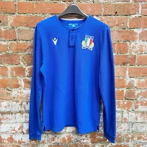 Italy Rugby Henley Shirt Men’s XL Macron Long Sleeve Vialli 9 Tribute Italia - Picture 1 of 12