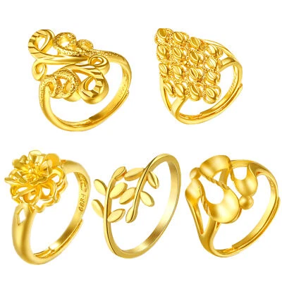 Juego de 5 anillos de dedo para pulgar abiertos ajustables enchapados en oro de 18 quilates para mujer Foto 1 de 4