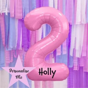 Pink Personalised Foil Balloon Number TWO 2 | 2nd 21st Birthday Decorations - Picture 1 of 6