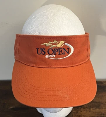 2001 年美国公开赛网球橙色可调节遮阳板 OSFA 复古 Y2K — 第 1/4 张图片