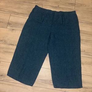 Eileen Fisher 100% Linen Crop Pants Blue Women's Size 2X Spring 2022 Minimalist - Picture 1 of 13