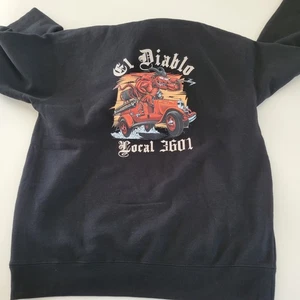 El Diablo Local 3601 Feuerwehr Feuerwehr schwarz Hoodie Größe Large gebraucht, in einwandfreiem Zustand - Bild 1 von 9