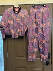 VTG 1980-90s Aurea 2 Pc Set Bomber Jacket High Waist Pants Paisley Print Medium - Picture 1 of 11