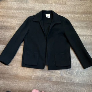 Vintage Talbots 100% Pure Wool Blazer Women's 6 Black Open Front Classic - Picture 1 of 10