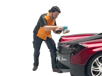 Auto Dettaglio Buff Cera Uomo Resina Modello Figura Display 1/24 - Immagine 1 di 4