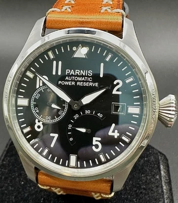 Men’s Parnis Black Dial Power Reserve Small Seconds Date Display MINT CONDITION! - Image 1 of 4
