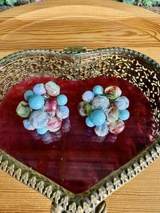 Vintage Japan Glass Beaded Clip Earrings - Picture 1 of 4