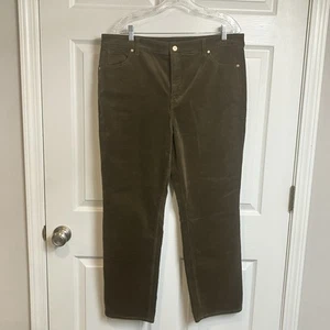 Talbots Straight Leg Corduroy Pants Women's 16P Petite High Rise Chocolate Brown - Picture 1 of 9