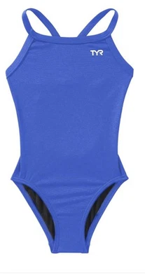 TYR Durafast Elite® Girls' Diamondfit Swimsuit - Solid Royal Blue Size 24 NWT - Image 1 of 4