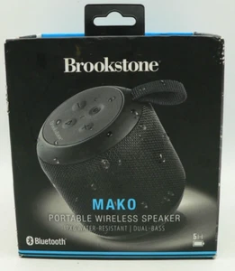 Brookstone MAKO II Portable Wireless Speaker with Bluetooth Black - New Open Box - Picture 1 of 9