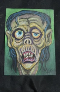 Original Art Zombie Head Pastel Black Paper Nicole Swanbeck 9x12" - Imagen 1 de 3