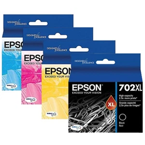 GENUINE Original Epson 702XL 4 Ink Cartridge Value WorkForce Pro WF-3720 WF-3725 - Picture 1 of 7