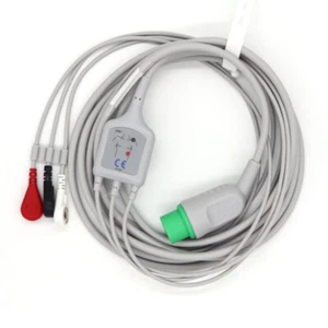 3 lead ECG/EKG Cable Snap Compatible Spacelabs 90496/90367/90369 Ultraview 17pin - Picture 1 of 8