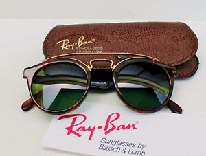 Vintage B&L Ray Ban USA Gatsby style 4  Green Lenses Tortoise Frame Sunglasses 
