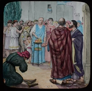 ANTIQUE Magic Lantern Slide LIFE OF ST PAUL NO18 C1910 RELIGIOUS STORY OF SAINT - Picture 1 of 2