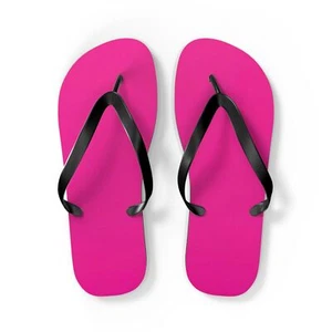 Bold Pink Flip Flops, Summer Sandals, Beach Footwear, Poolside Slides, Vacation - Picture 1 of 5