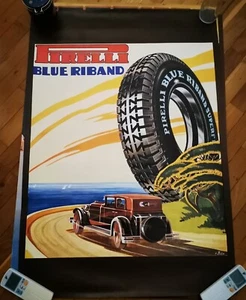 Poster Manifesto Locandina Pubblicità d'Epoca Stampa Vintage Automobili Pirelli - Foto 1 di 1