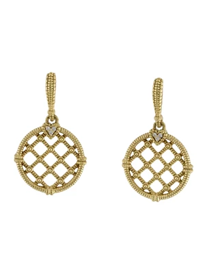 JUDITH RIPKA 18K GOLD  DANGLE DROP  DIAMOND EARRINGS. - Image 1 of 2
