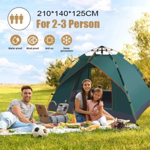 2-3 Person Full Automatic Pop up Tent for Family Camping Hiking Waterproof R9G9 - Picture 1 of 10