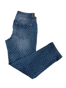 Chico's Platinum Polka Dot Boyfriend Jeans Size 0 (4) Ankle Medium Wash - Picture 1 of 6