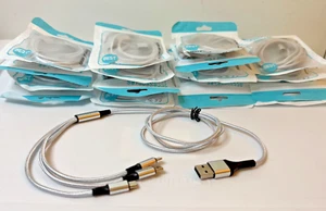 3-in-1 7ft Ladekabel - USB-C, Micro USB & iOS kompatibel - Schnellladegerät - SLVR - Bild 1 von 6