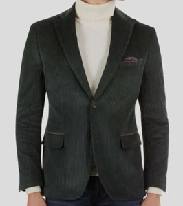 Tallia Men Slim Corduroy Blazer Jacket Dark Green 44 R NEW $295 VENZ1TSS0004 - Picture 1 of 4