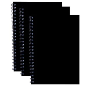 [Pack of 3] A5 Cardboard Notebook Spiral Bound 68 GSM 140 Pages - Black - Picture 1 of 13