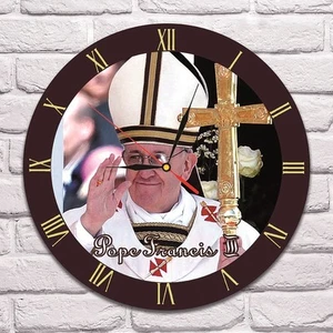 Pope Francis color design vinyl record wall clock playroom shop office club 1 - Picture 1 of 1