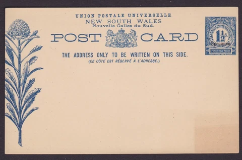 NSW SCARCE 1888 1 1/2d BLUE QV POSTCARD OVERPRINT "SPECIMEN" MINT UNUSED (NG48) Cover