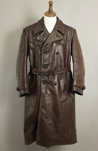 1940s German Wehrmacht Officer's Horsehide Leather Trench Coat - Picture 1 of 24