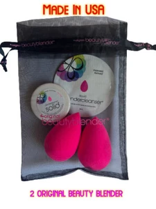 2 BEAUTYBLENDER Original Pink Blender Makeup Sponge & solid cleanser - Picture 1 of 5