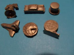 Monopoly Metal Tokens Pewter Finish Space Shuttle  Liberty Bell Pie TopHat  aqua - Picture 1 of 3