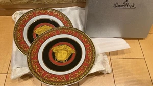 Versace Plate Set of 2 Medusa Color Red Black Size 8cm With Box New - Picture 1 of 4