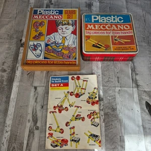Plástico MECCANO - Juego de engranajes y extras - 'Piezas grandes para manos pequeñas' - Años 70 - Imagen 1 de 15