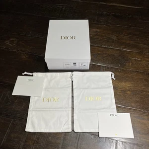 Christian Dior White Empty Shoe Storage Box 12x9.7x4.5” 2 Dust Bag Logo Notecard - Picture 1 of 18