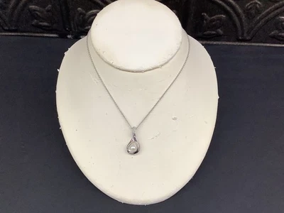 Sterling Silver Necklace with White Pearl Sterling Silver Pendant - Image 1 of 4