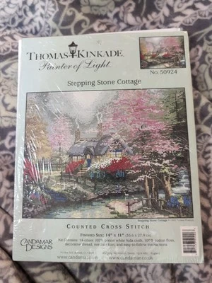 Thomas Kinkade Cross Stitch Kit Counted Stepping Stone Cottage NEEDS AIDA CLOTH - Image 1 of 3