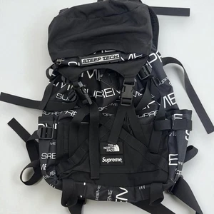 Supreme x The North Face Steep Tech Backpack Bag Nylon Black All Over Print USED - Picture 1 of 24