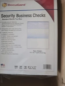 Docugard Security Business Checks 8.5x11 Blue Marble Top 500/Ream 04501 - Picture 1 of 1