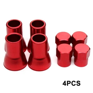 Enhance Your Car's Look with 4 Set Red Aluminum Tire Wheel Stem Air Valve Cap - Picture 1 of 11