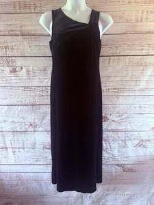 Roman Originals Size 16 Vintage Maxi Dress, Black Velvet Asymmetric Gown - Picture 1 of 20