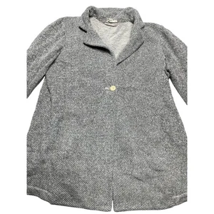 Eileen Fisher Women’s Organic Cotton Knit Blazer Cardigan Gray Black Jacket S/M - Picture 1 of 6