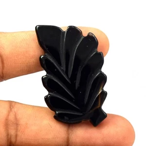 36.15 Ct Carving Leaf Shape Chalcedony Free-Form Cabochon Gemstone Pendant VG686 - Foto 1 di 3