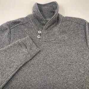 Tommy Bahama Large Gray Herringbone Shawl Collar Henley Pullover Sweater