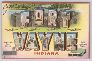Postkarte Fort Wayne, Indiana Großbrief Grüße Smith Municipal Airport - Bild 1 von 3