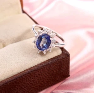 Natural Blue Sapphire Ring Birthday Anniversary Gift For Her Christmas Gift - Picture 1 of 4