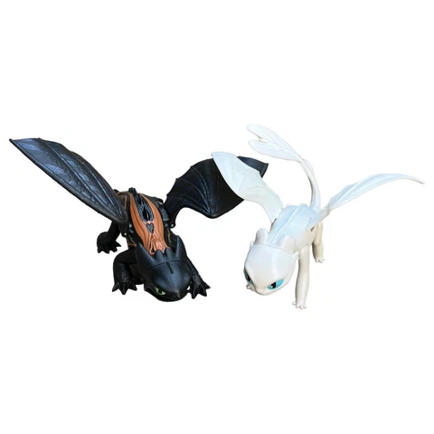 Lot of 2 How To Train Your Dragon Light Fury & Toothless 2018 Action Figures Cover