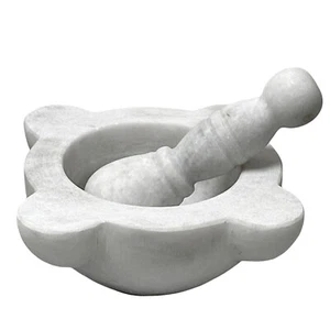 Carrara Marble Mortar With Pestle Design Home Ø 15Cm - Picture 1 of 9